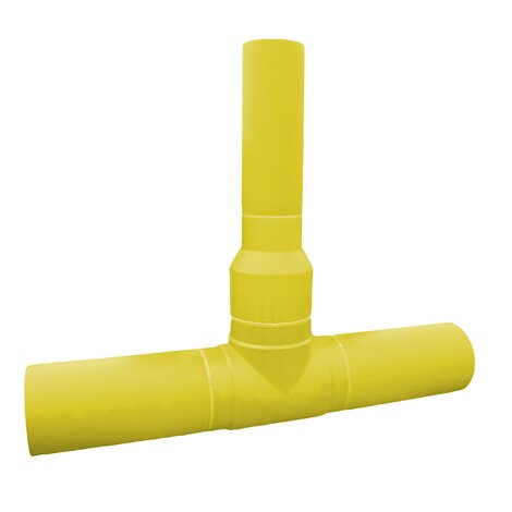 GPS Yellow 180mm x 90mm PE80 SDR17.6 Pupped Reduced Branch Tee GPS Yellow 180mm x 90mm PE80 SDR17.6 Pupped Reduced Branch Tee