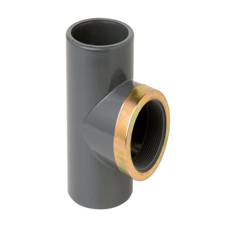 PVC 50 x 50 1.1/2mm Plain tee Threaded Reinforced PVC 50 x 50 1.1/2mm Plain tee Threaded Reinforced
